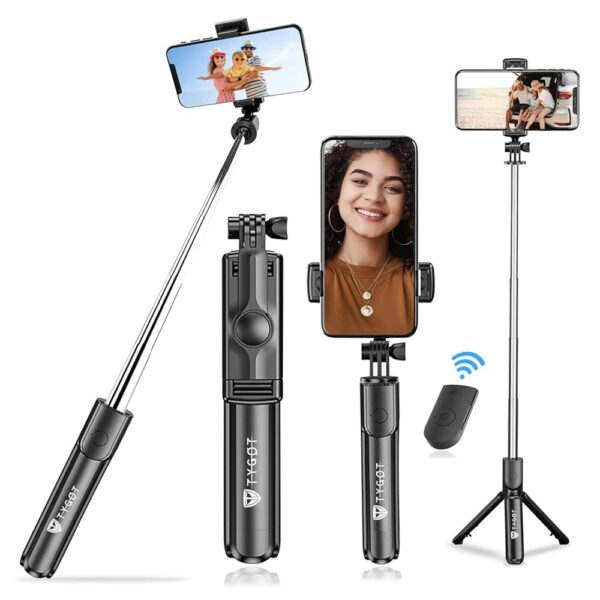 Tygot Bluetooth Extendable Selfie Sticks with Wireless Remote and Tripod Stand, 3-in-1 Multifunctional Selfie Stick with Tripod Stand Compatible with...