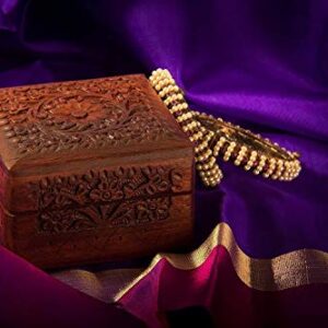 UMAAS Unique Wooden Handicrafts Handmade Wooden Jewellery Box For Women Jewel Organizer Square Elephant Décor 4X4 Inch(Gift For Raksha Bandhan)