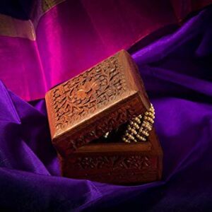 UMAAS Unique Wooden Handicrafts Handmade Wooden Jewellery Box For Women Jewel Organizer Square Elephant Décor 4X4 Inch(Gift For Raksha Bandhan)