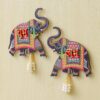 Webelkart Premium Elephant Designer Set of 2 with Shubh Labh Wall Hanging for Diwali Decoration| Wall Decor |Temple Decor Wall Hanging |Pooja and Home Decor Hanging (5.5" Inches)