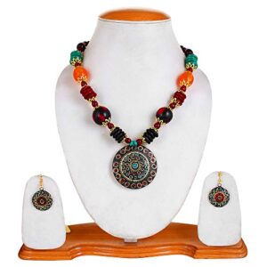 YouBella Gifts Stylish Latest Traditional Afghani Tribal Beads Multicolor Jwell Necklace Jewellery Set with Earrings for Girls and Women