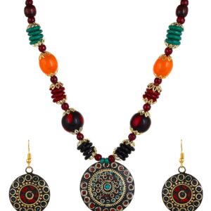 YouBella Gifts Stylish Latest Traditional Afghani Tribal Beads Multicolor Jwell Necklace Jewellery Set with Earrings for Girls and Women