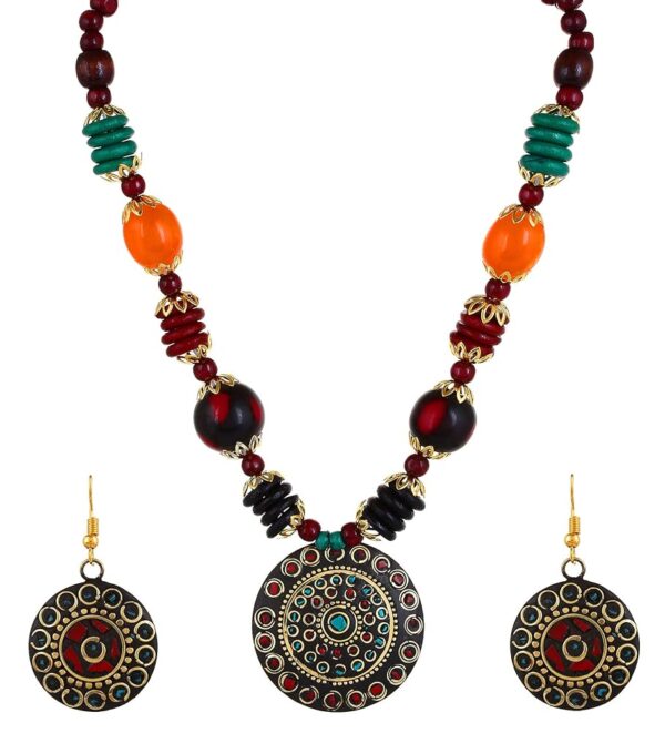 YouBella Gifts Stylish Latest Traditional Afghani Tribal Beads Multicolor Jwell Necklace Jewellery Set with Earrings for Girls and Women
