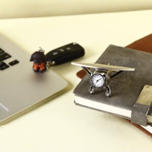 ZAHEPA Airplane Miniature Desk Clocks, Analog Table Clock, Paper Weight Stylish with Manual Time Adjustment & Easy Battery Replacement, Ideal for Student & Kids Bedroom