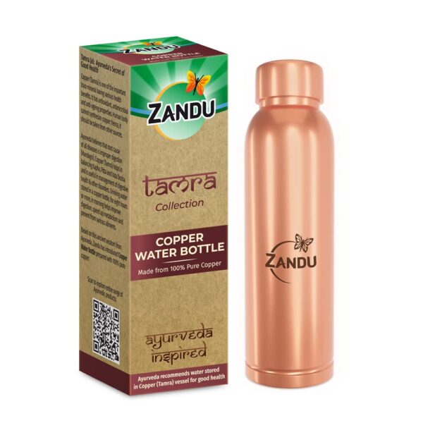 Zandu Copper Bottle (950ml): 100% Pure BPA-Free Water Bottle | Copper-Infused Water | Leak Proof | Office Use | Boosts Immunity | Supports Digestive & Liver Health | Ayurveda...
