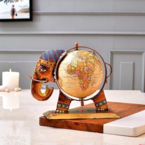 CraftVatika Home And Office Decorative Globe Metal Elephant Table Top Showpiece Globe,Home House Decoration items,Decor and Gift for Living room, Bedroom, Showcase,Office...