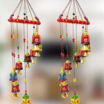 JH Gallery Handcrafted Rajasthani Door & Wall Hanging Home Décor, Balcony Decor Hanging, Home Furnishing, Diwali Gift, Corporate Gift, Home Decor Items (Pack of 2, Multi-Colour)