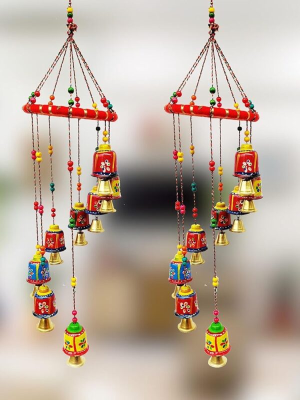 JH Gallery Handcrafted Rajasthani Door & Wall Hanging Home Décor, Balcony Decor Hanging, Home Furnishing, Diwali Gift, Corporate Gift, Home Decor Items (Pack of 2, Multi-Colour)