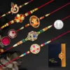 Set of 8 Designer Rakhis for Brother – Traditional and Modern Handcrafted Rakhi Combo with Greeting Card and Roli Chawal,Rakhi Gift Combo