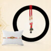 Elegant Bhabhi Lumba Rakhi with Butterfly Design, Beaded Tassels & Pink Stone Work